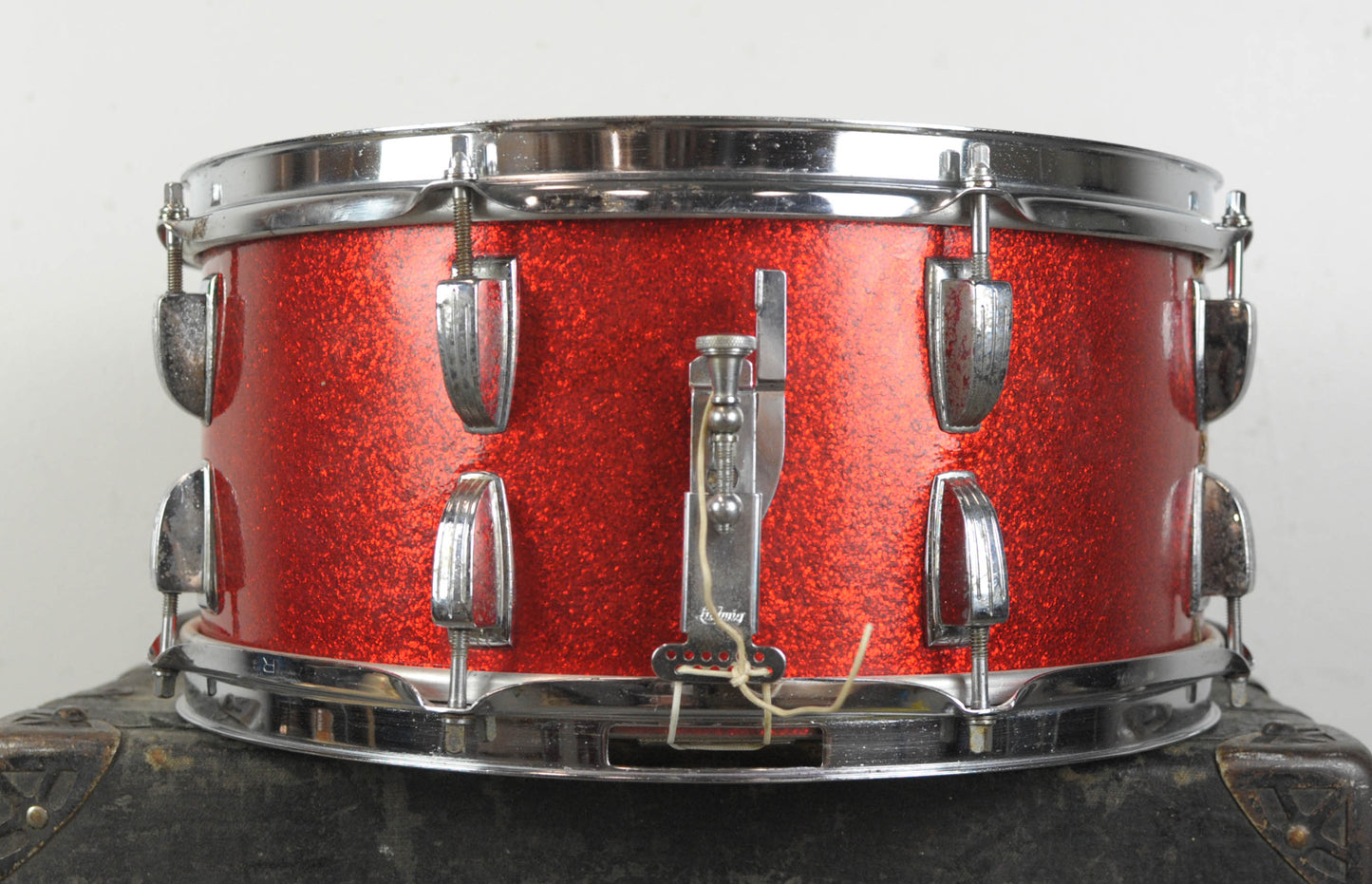 1960s Ludwig 6.5x14 Red Sparkle School Festival Snare Drum