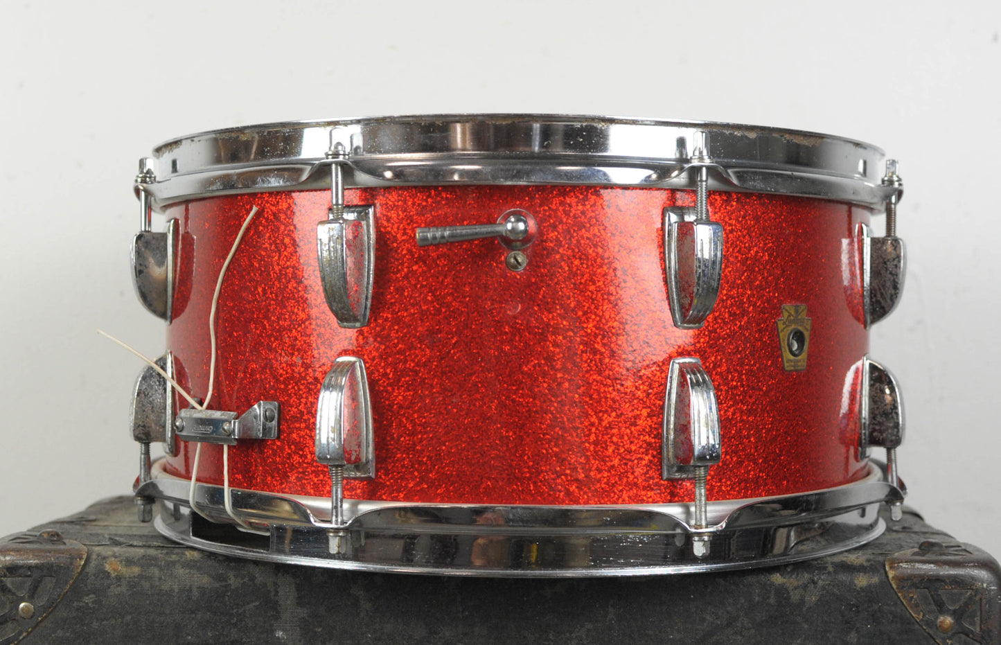 1960s Ludwig 6.5x14 Red Sparkle School Festival Snare Drum