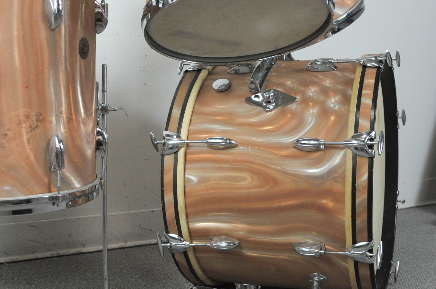 1960s Gretsch Sunset Satin Flame Drum Set