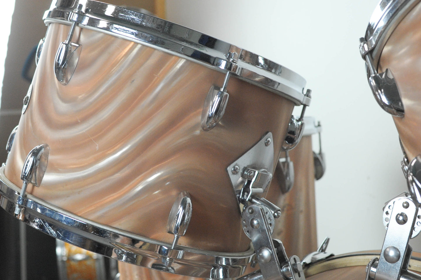 1960s Gretsch Sunset Satin Flame Drum Set
