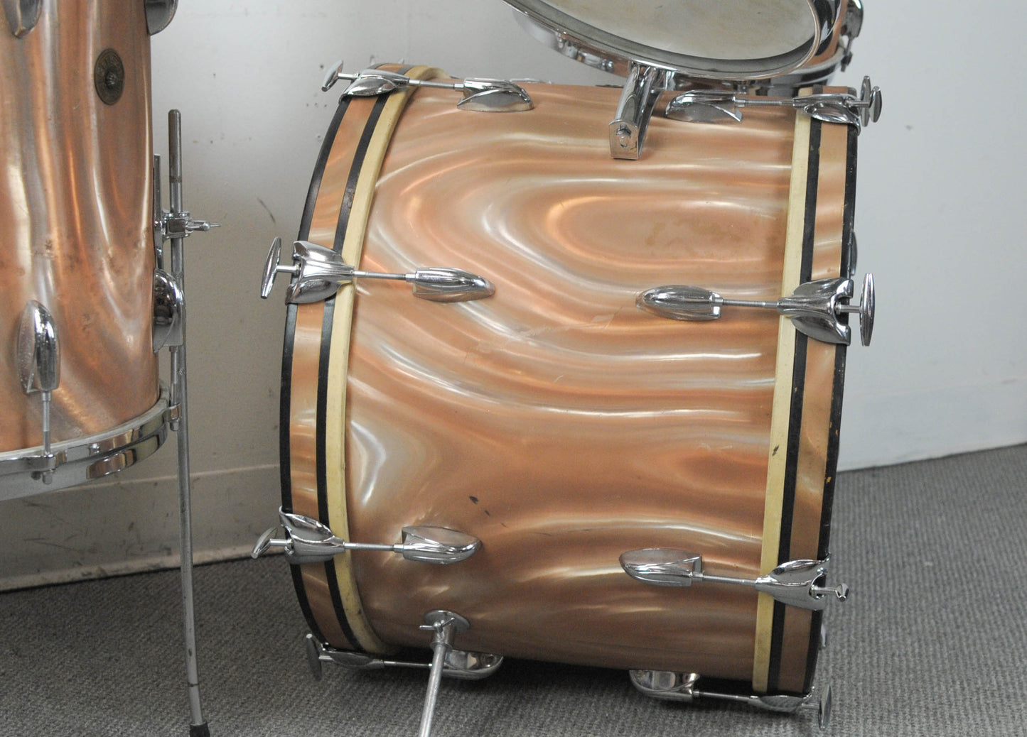 1960s Gretsch Sunset Satin Flame Drum Set
