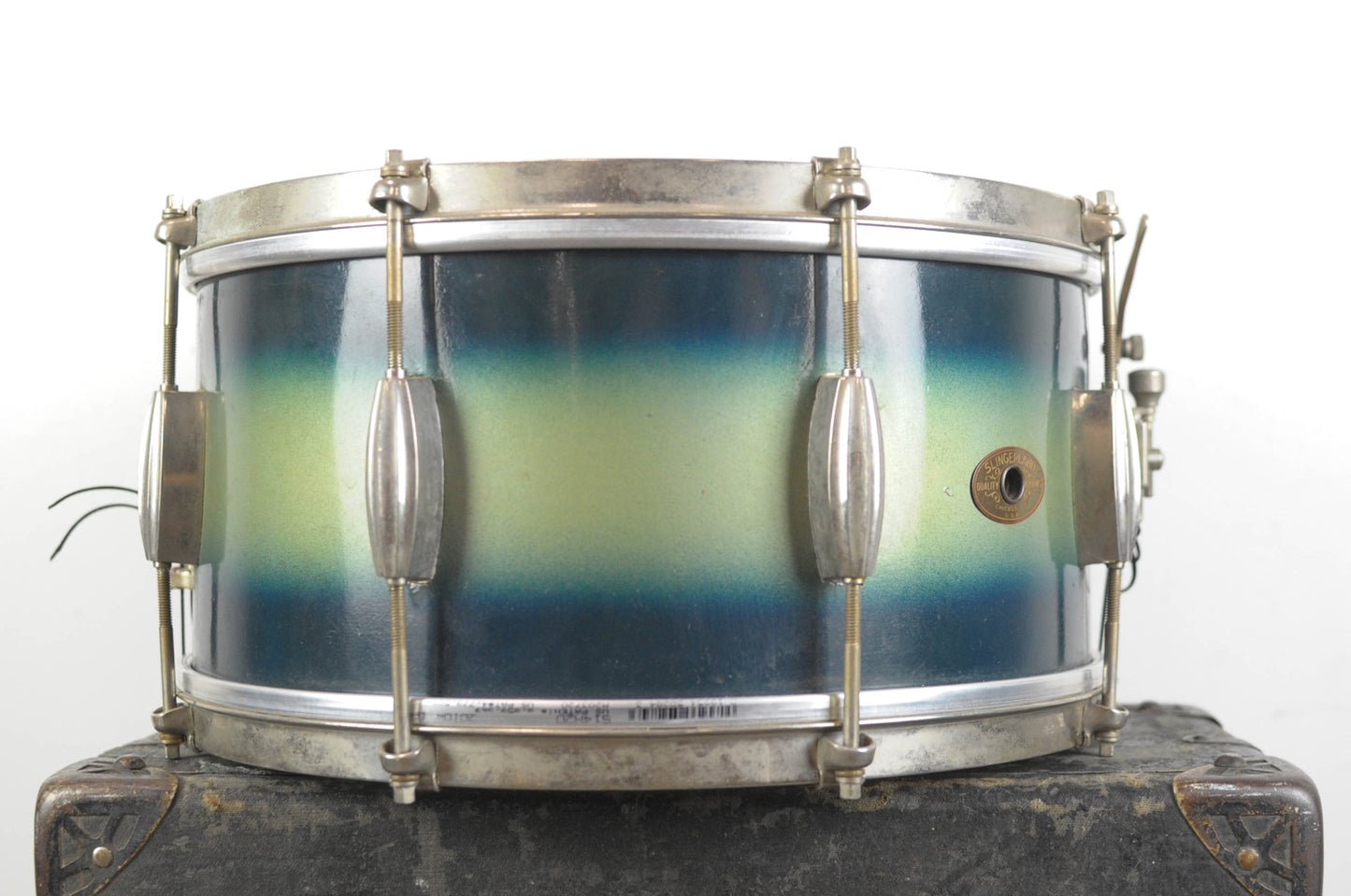 1950s Slingerland 7x14 Student Model Blue & Silver Duco Radio King Snare Drum