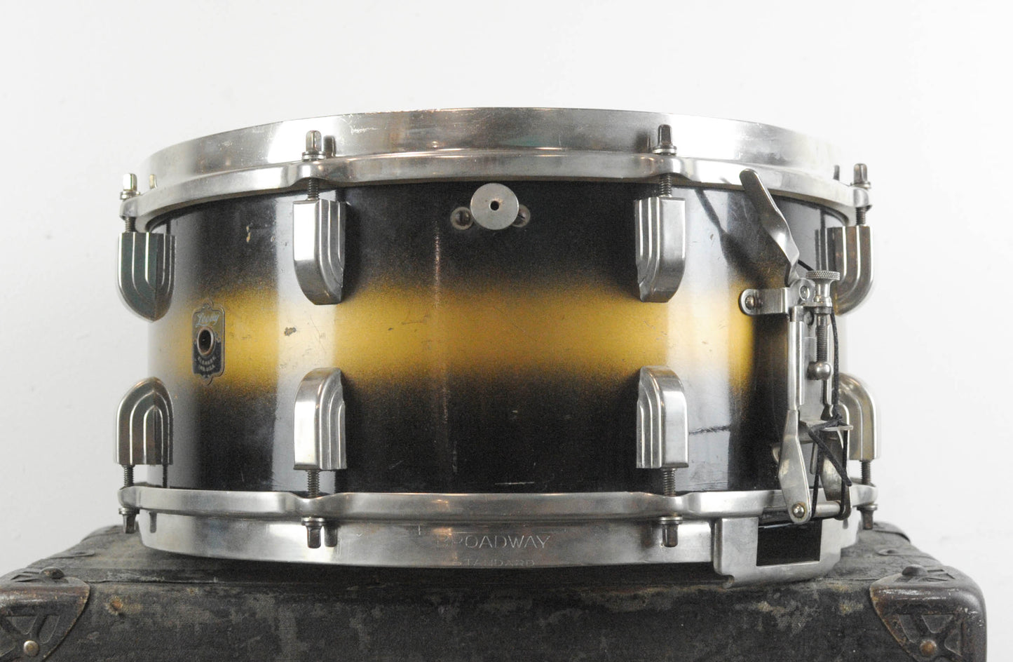 1940s Leedy 6.5x14 Broadway Standard Black & Gold Duco Snare Drum