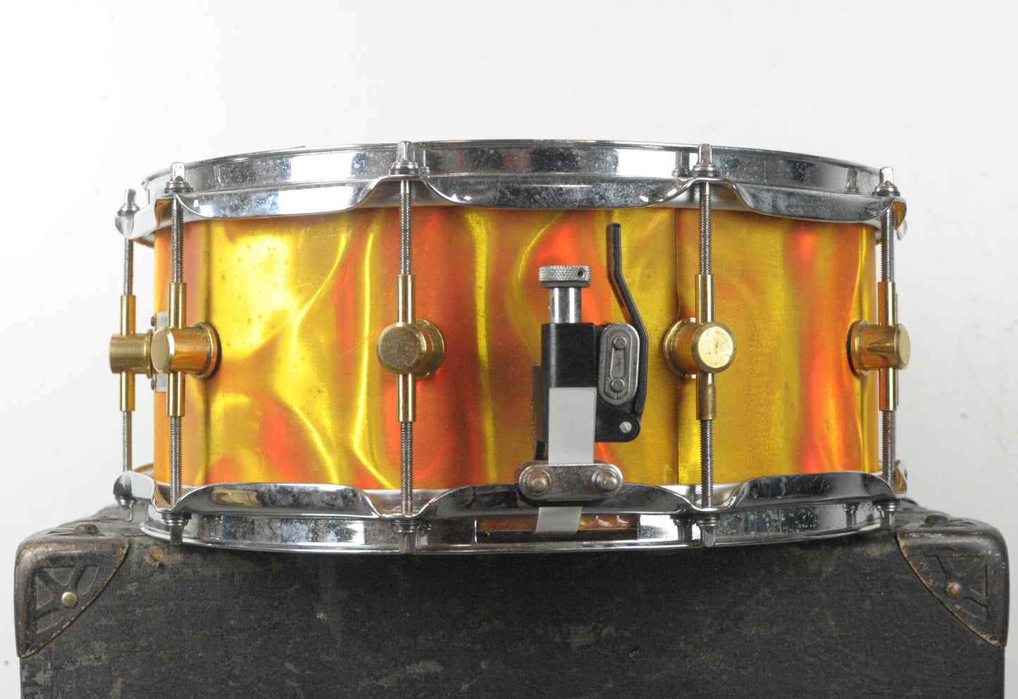 1990s Spaun 6x14 Marmelade Satin Flame Maple Snare Drum