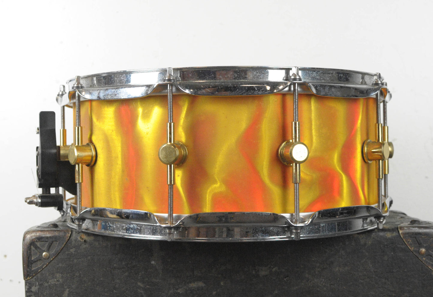 1990s Spaun 6x14 Marmelade Satin Flame Maple Snare Drum