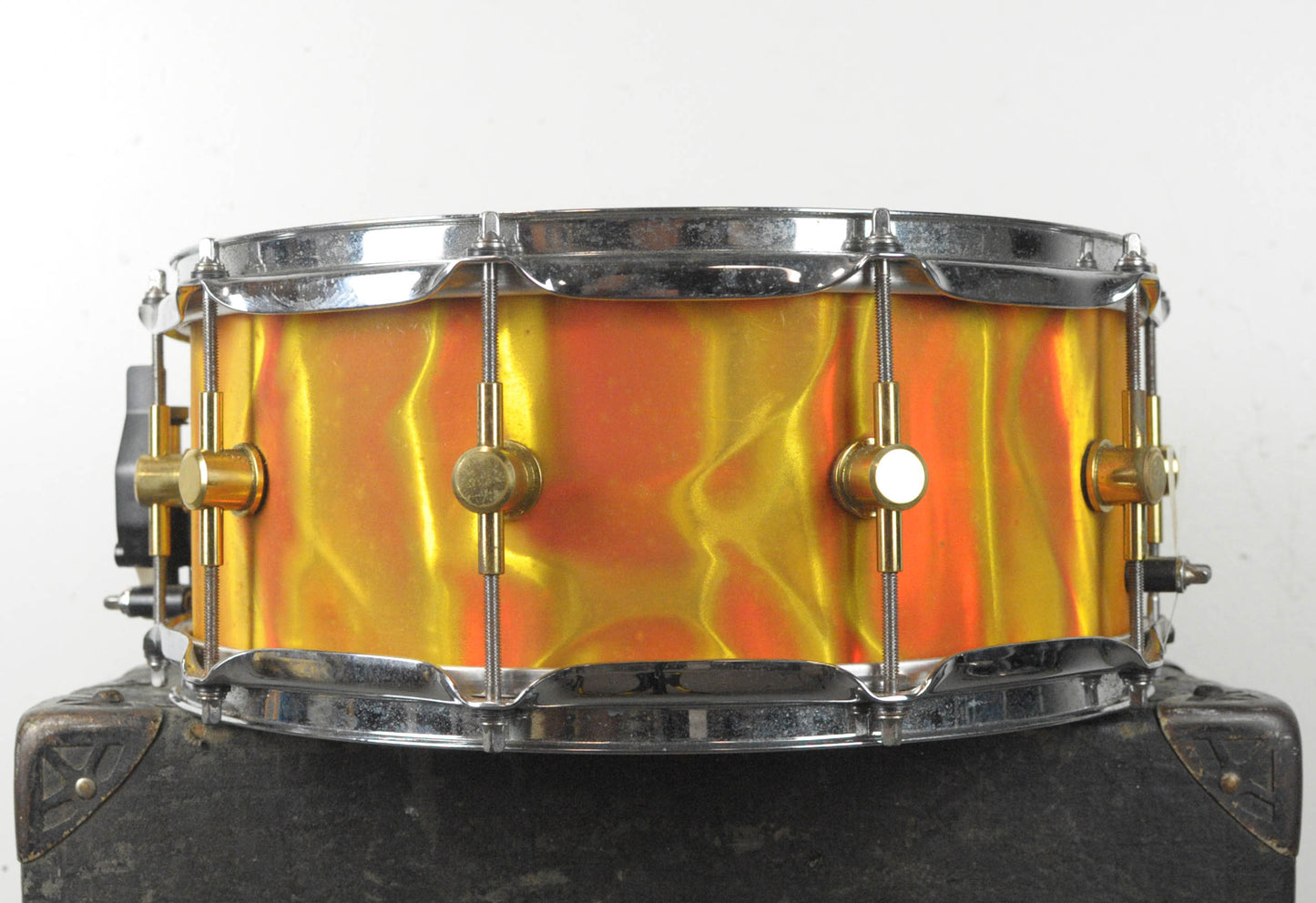 1990s Spaun 6x14 Marmelade Satin Flame Maple Snare Drum