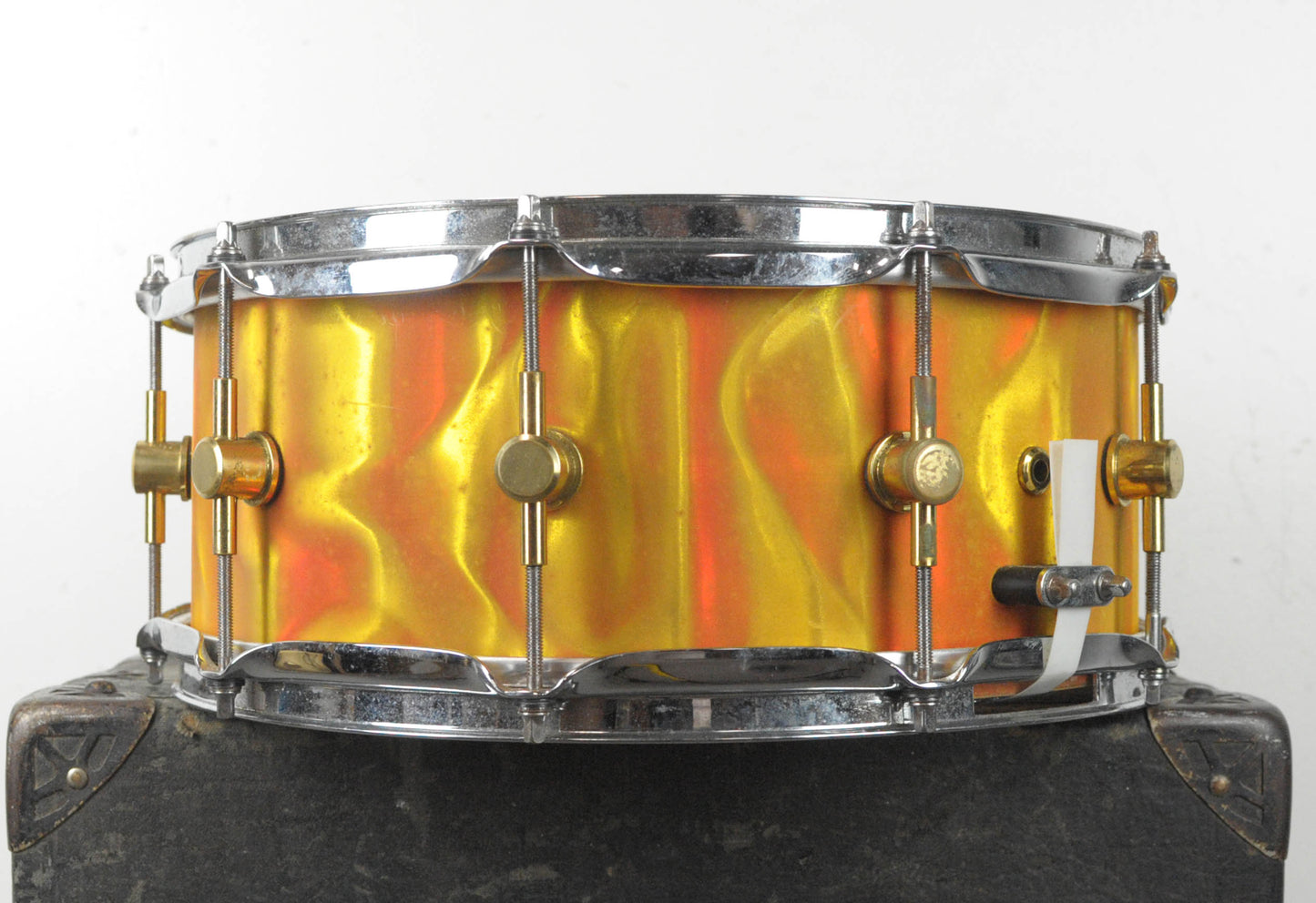 1990s Spaun 6x14 Marmelade Satin Flame Maple Snare Drum