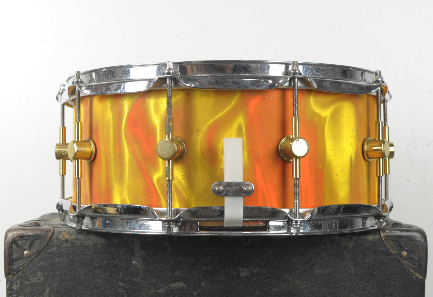 1990s Spaun 6x14 Marmelade Satin Flame Maple Snare Drum