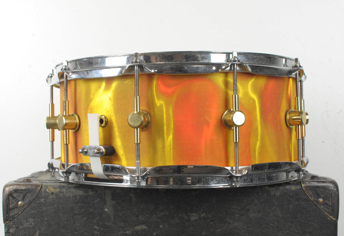 1990s Spaun 6x14 Marmelade Satin Flame Maple Snare Drum