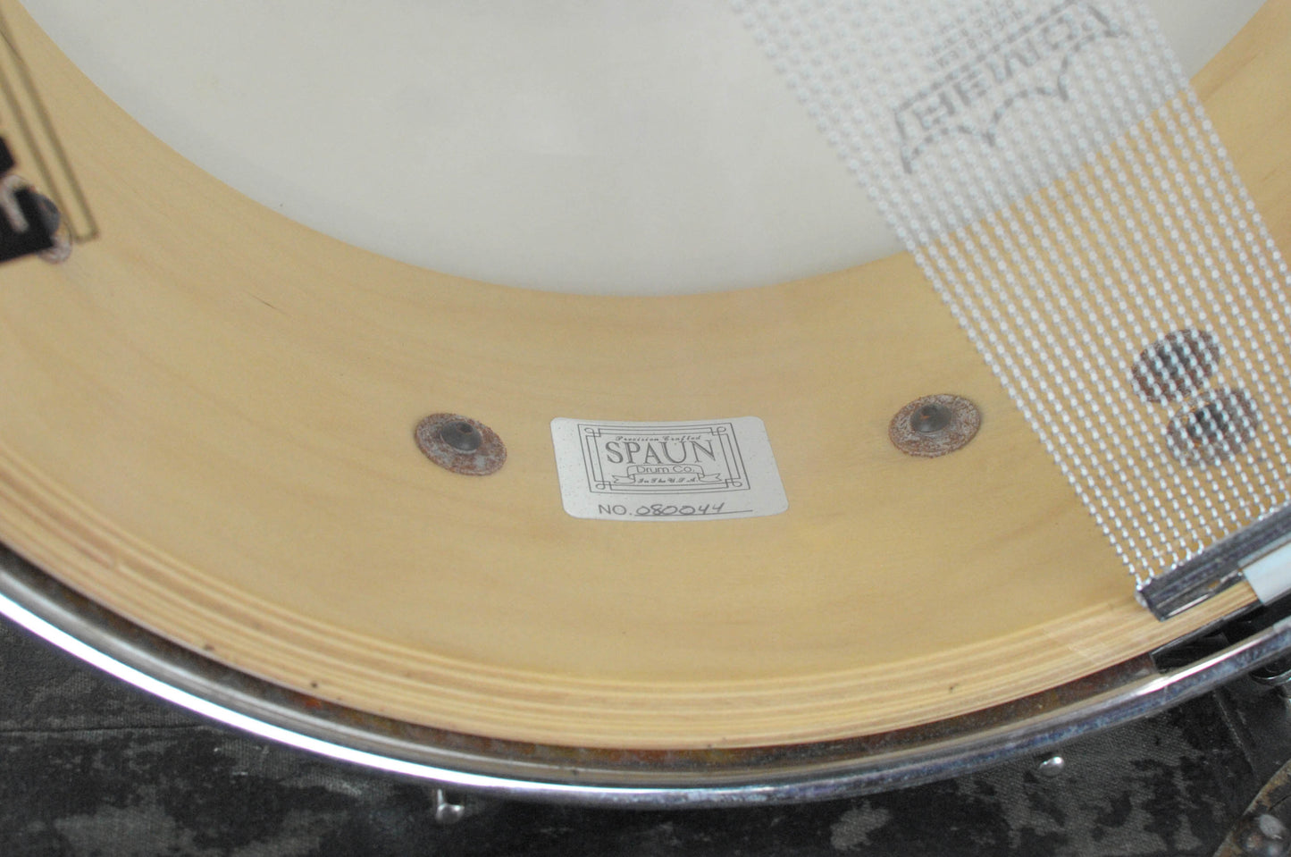 1990s Spaun 6x14 Marmelade Satin Flame Maple Snare Drum