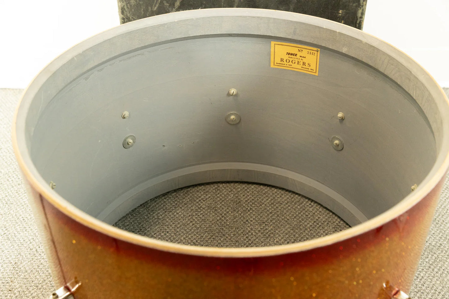 1960s Rogers 14x20 Tower Red Sparkling Pearl Bass Drum