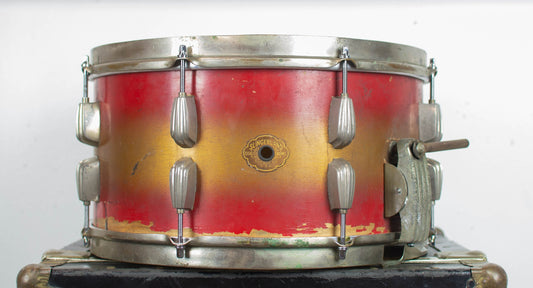 1940s Slingerland 7x14 Gold & Red Duco Snare Drum