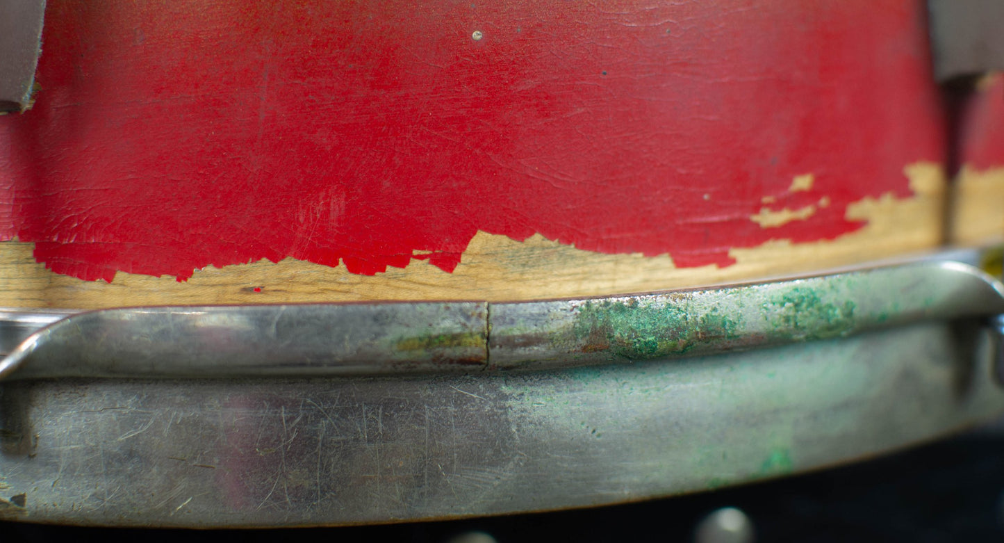 1940s Slingerland 7x14 Gold & Red Duco Snare Drum