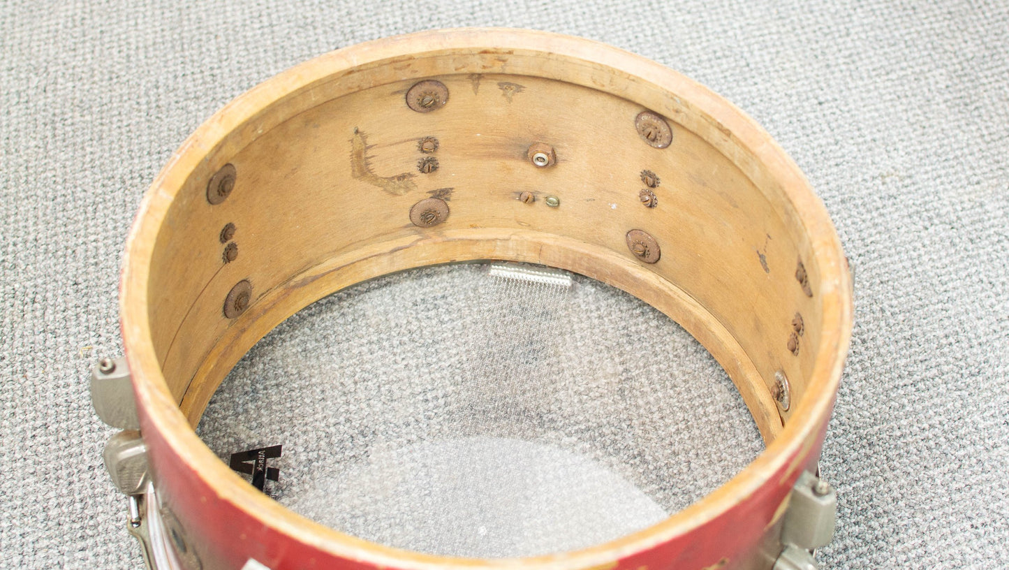 1940s Slingerland 7x14 Gold & Red Duco Snare Drum