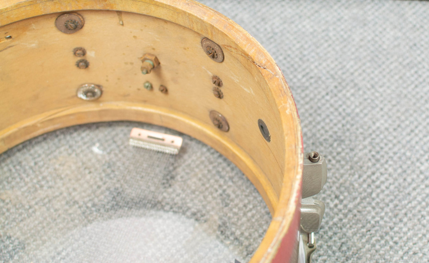 1940s Slingerland 7x14 Gold & Red Duco Snare Drum