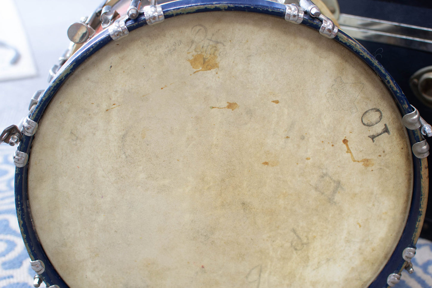 1941 Leedy 10x14" Blue and Orange Duco Parade Drum