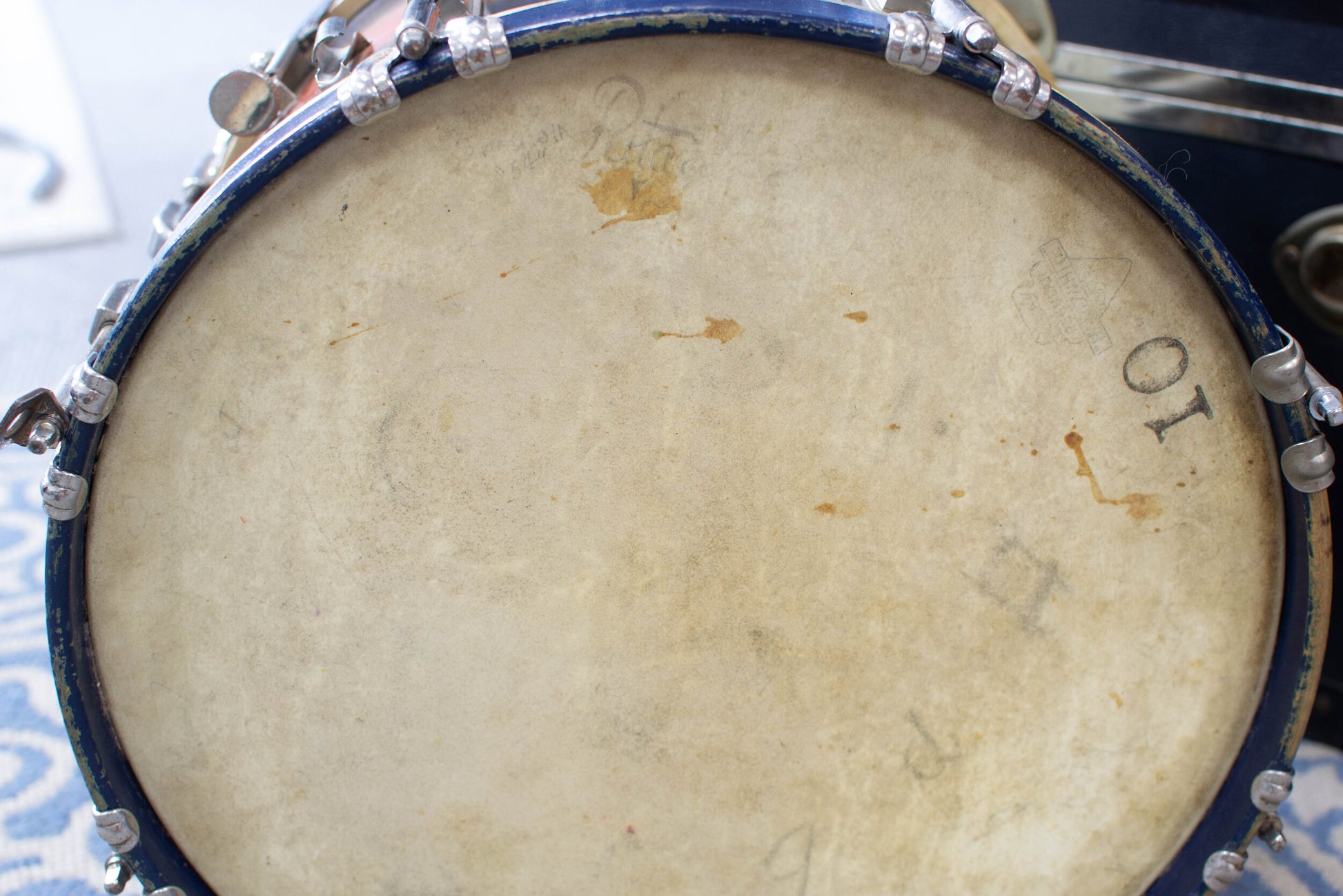1941 Leedy 10x14" Blue and Orange Duco Parade Drum