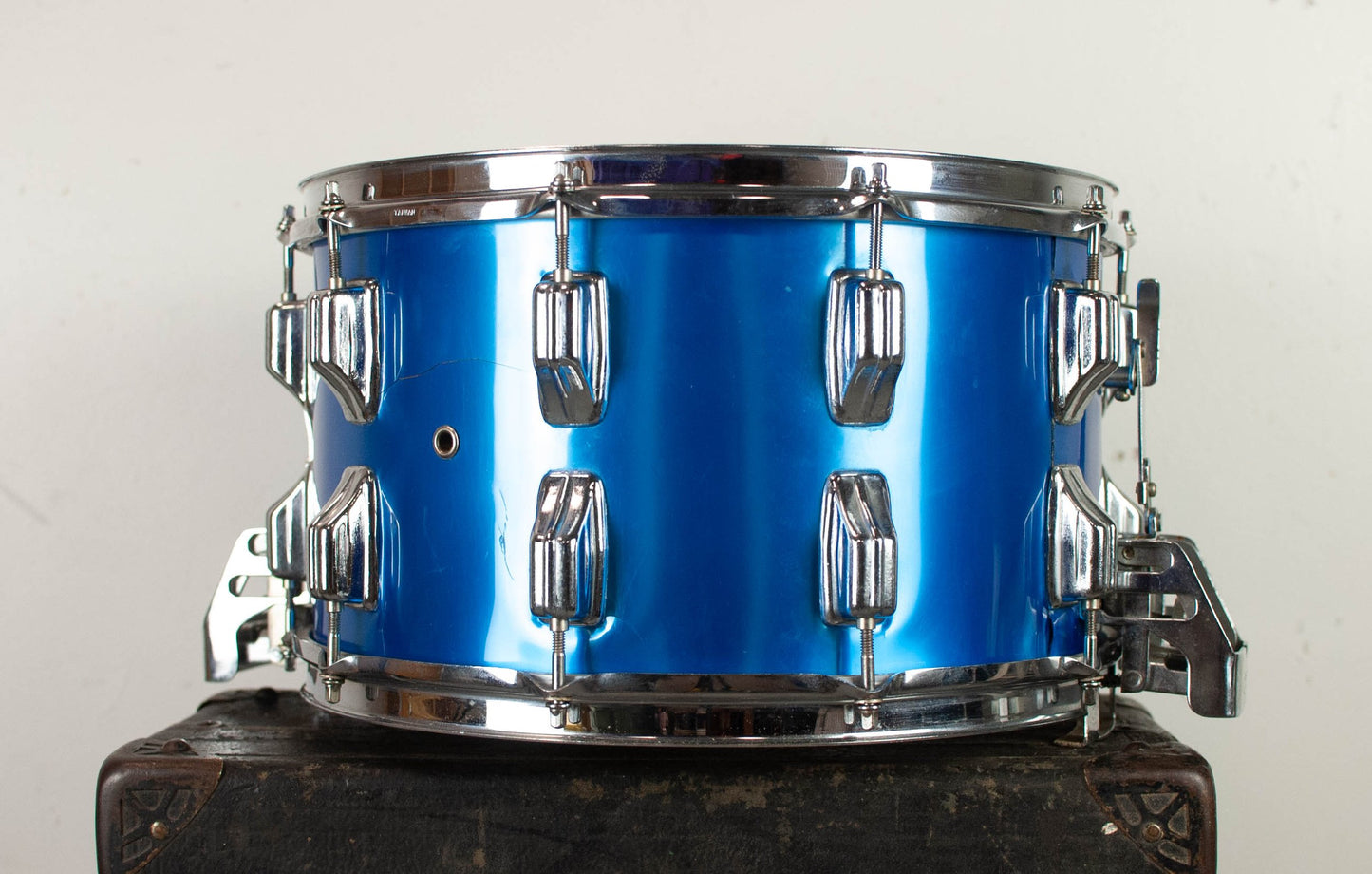 1980s Newsound 8x14 Blue Satin Snare Drum