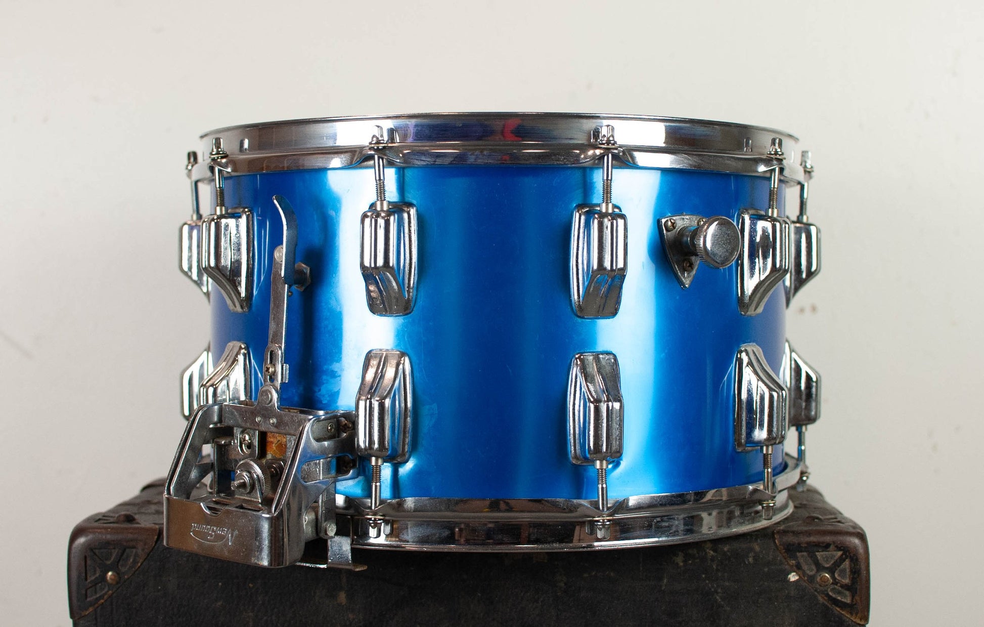 1980s Newsound 8x14 Blue Satin Snare Drum