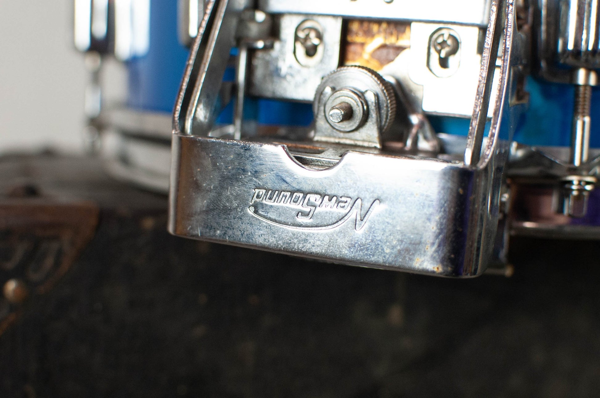 1980s Newsound 8x14 Blue Satin Snare Drum