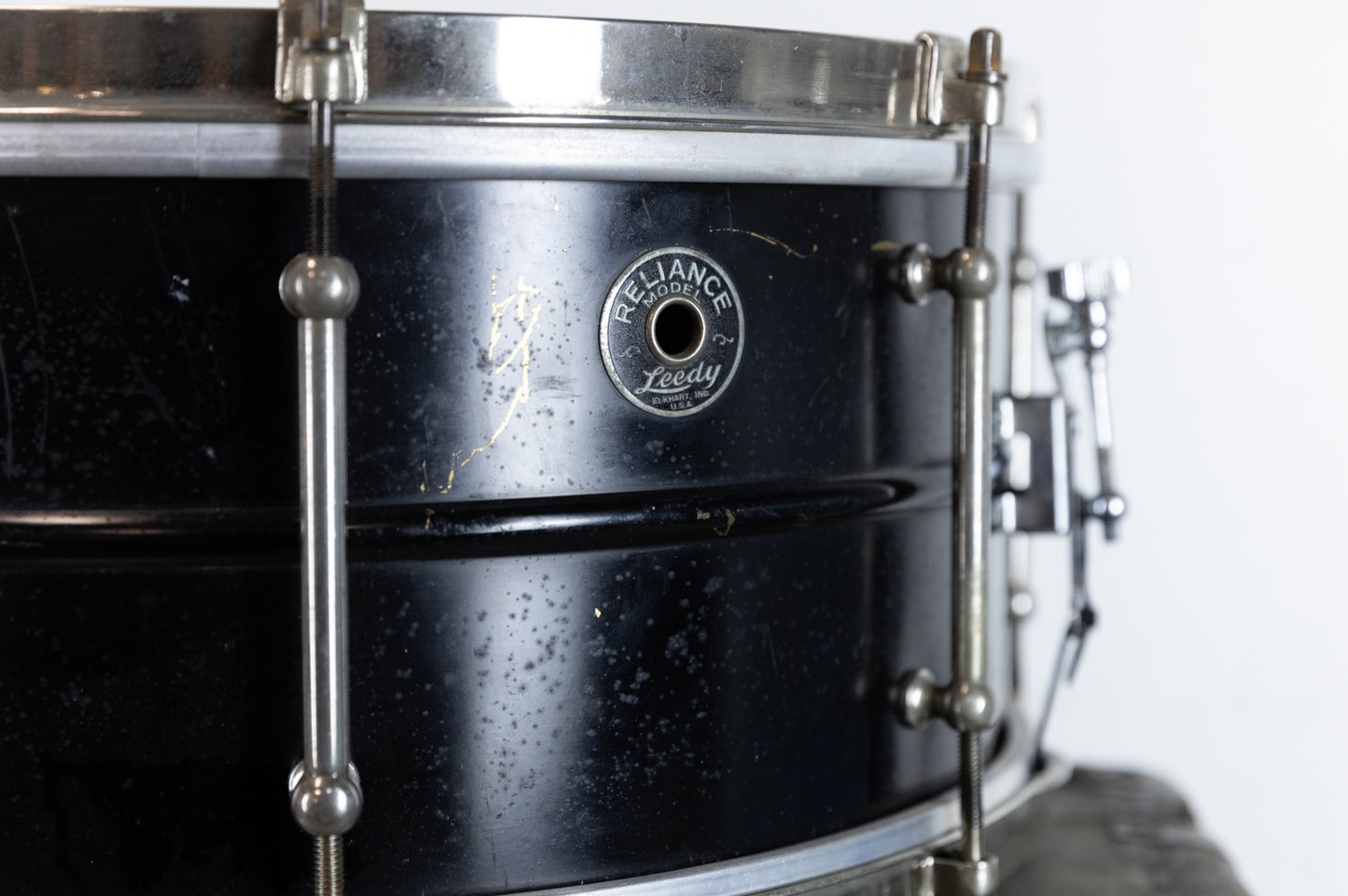 1930s Leedy 6.5x14 Black Lacquer "Reliance" Snare Drum