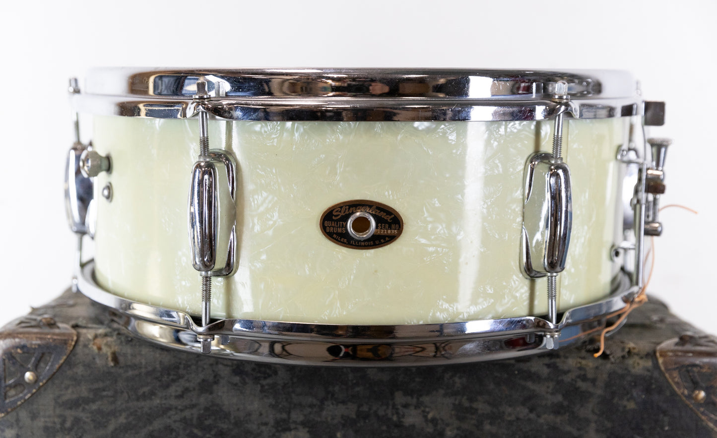 1960s Slingerland 5x14 "Student Model" White Marine Pearl Snare Drum