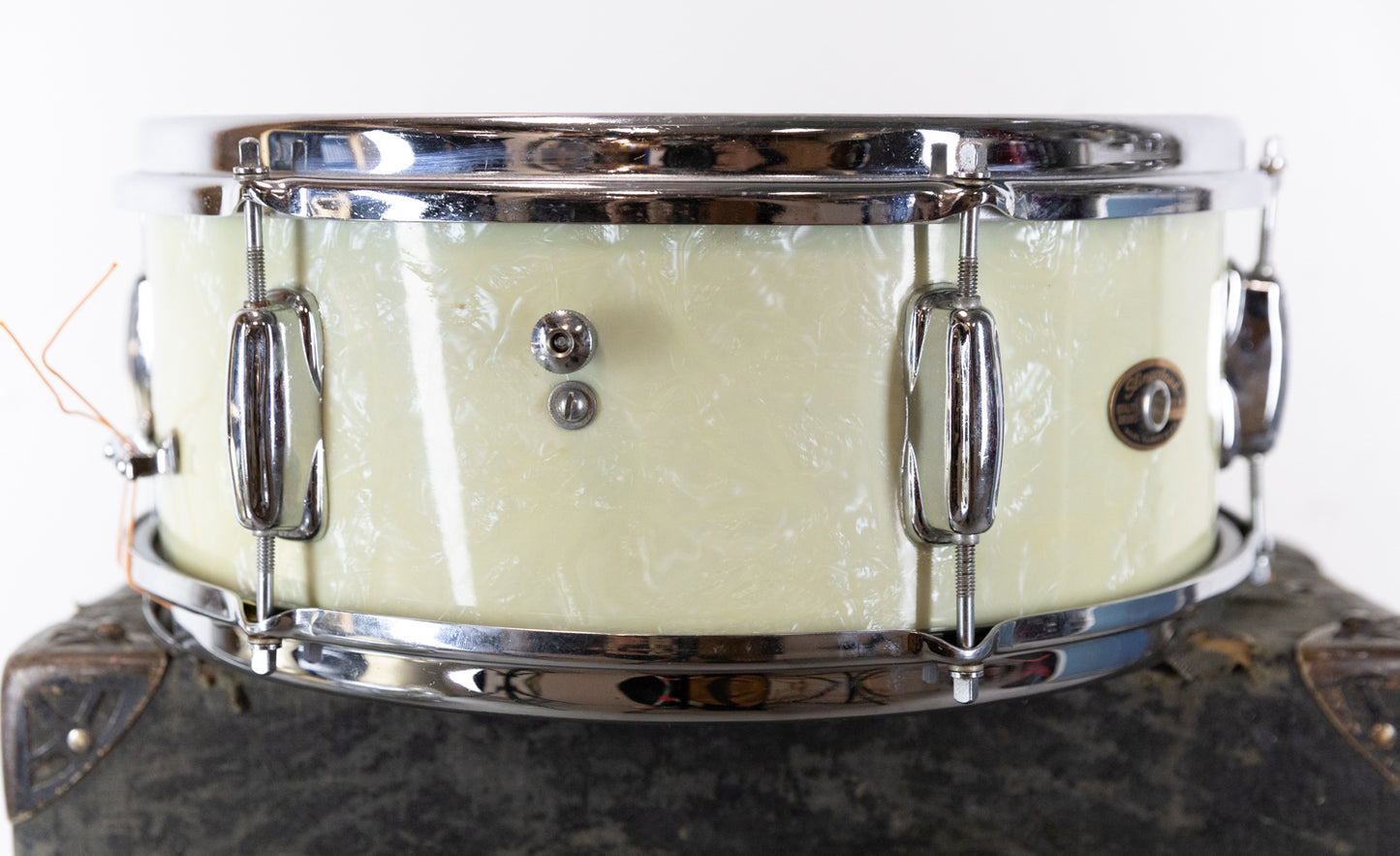 1960s Slingerland 5x14 "Student Model" White Marine Pearl Snare Drum