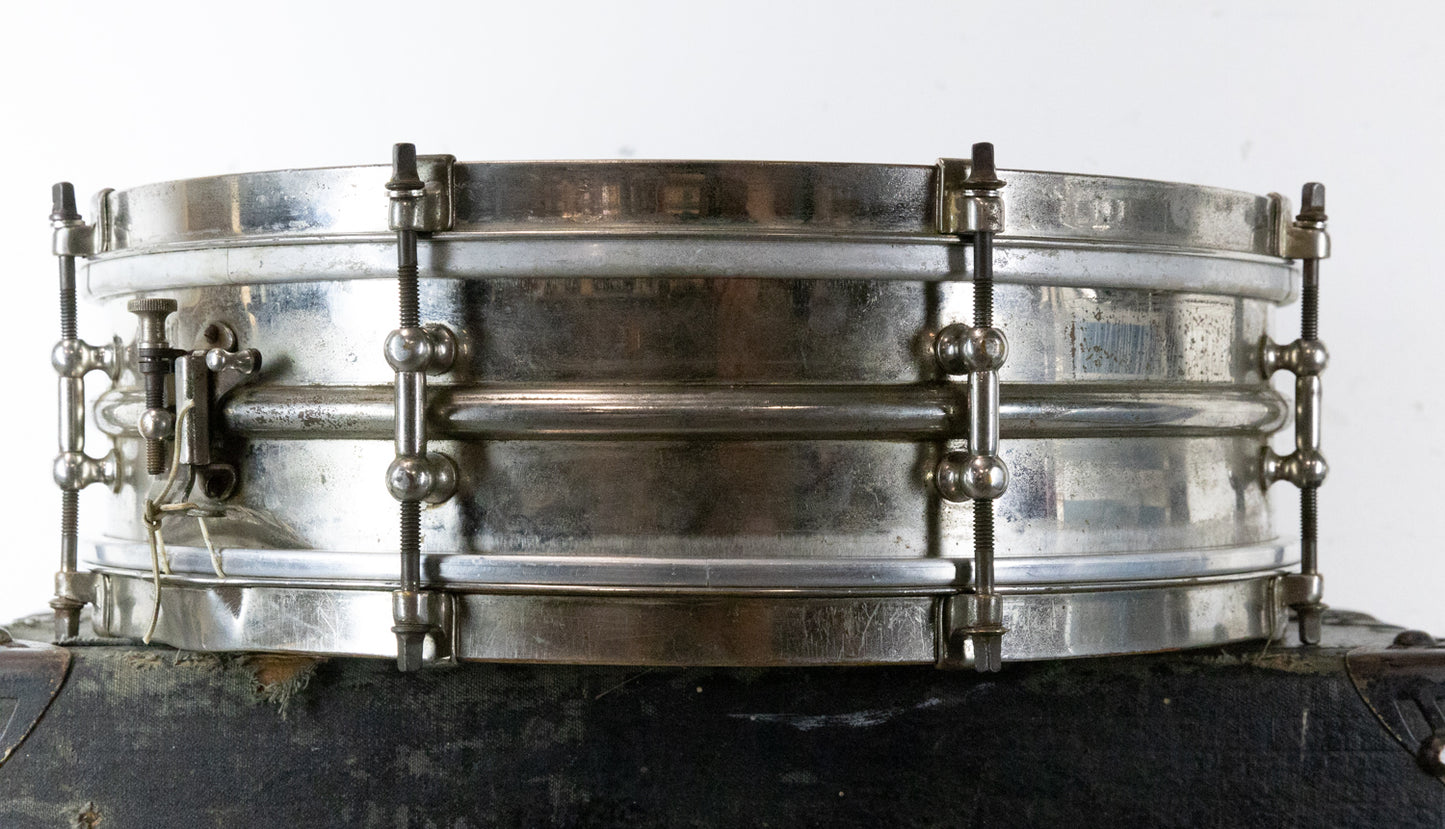1920s Ludwig 4x14 Nickel Over Brass Dance Model Snare Drum