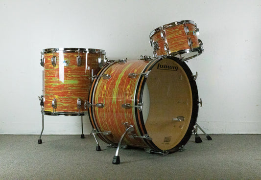 Vintage Ludwig Citrus Mod 14x22 8x12 and 16x16 Drum Set