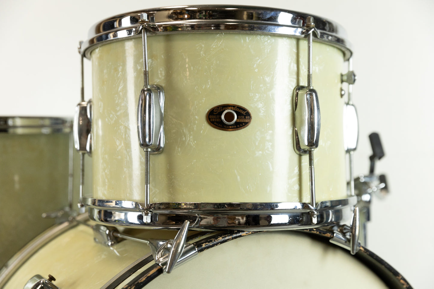 1960s Slingerland Stage Band White Marine Pearl Drum Set