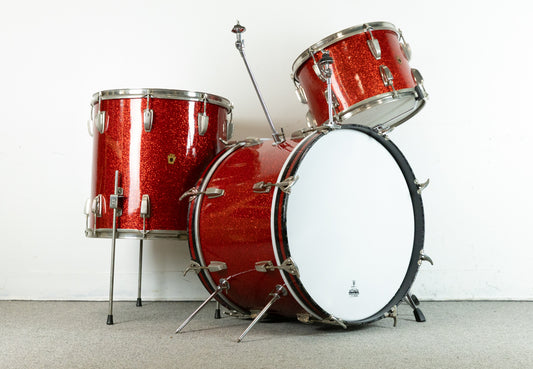 1950s WFL Red Glass Glitter 14x20 9x13 and 16x16 Drum Set