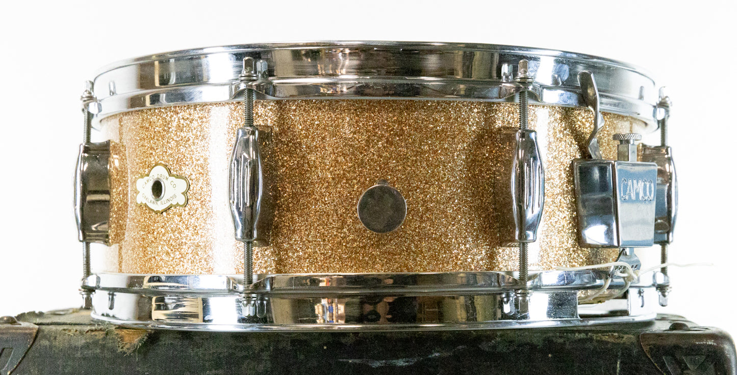1960s Camco 5x14 Champagne Sparkle Tuxedo Snare Drum