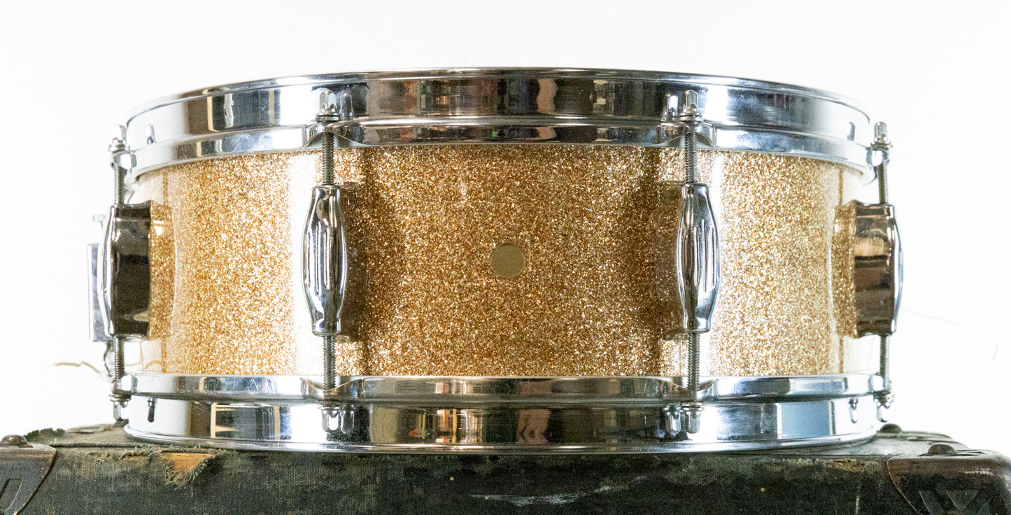 1960s Camco 5x14 Champagne Sparkle Tuxedo Snare Drum