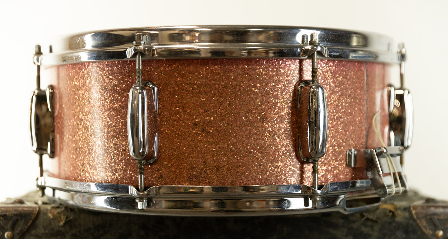 1960s Slingerland 5.5x14 Artist Sparkling Pink Pearl Snare Drum