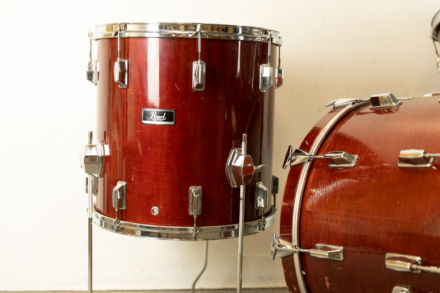 1980s Pearl All-Maple "MLX" Rosewood Lacquer Drum Set