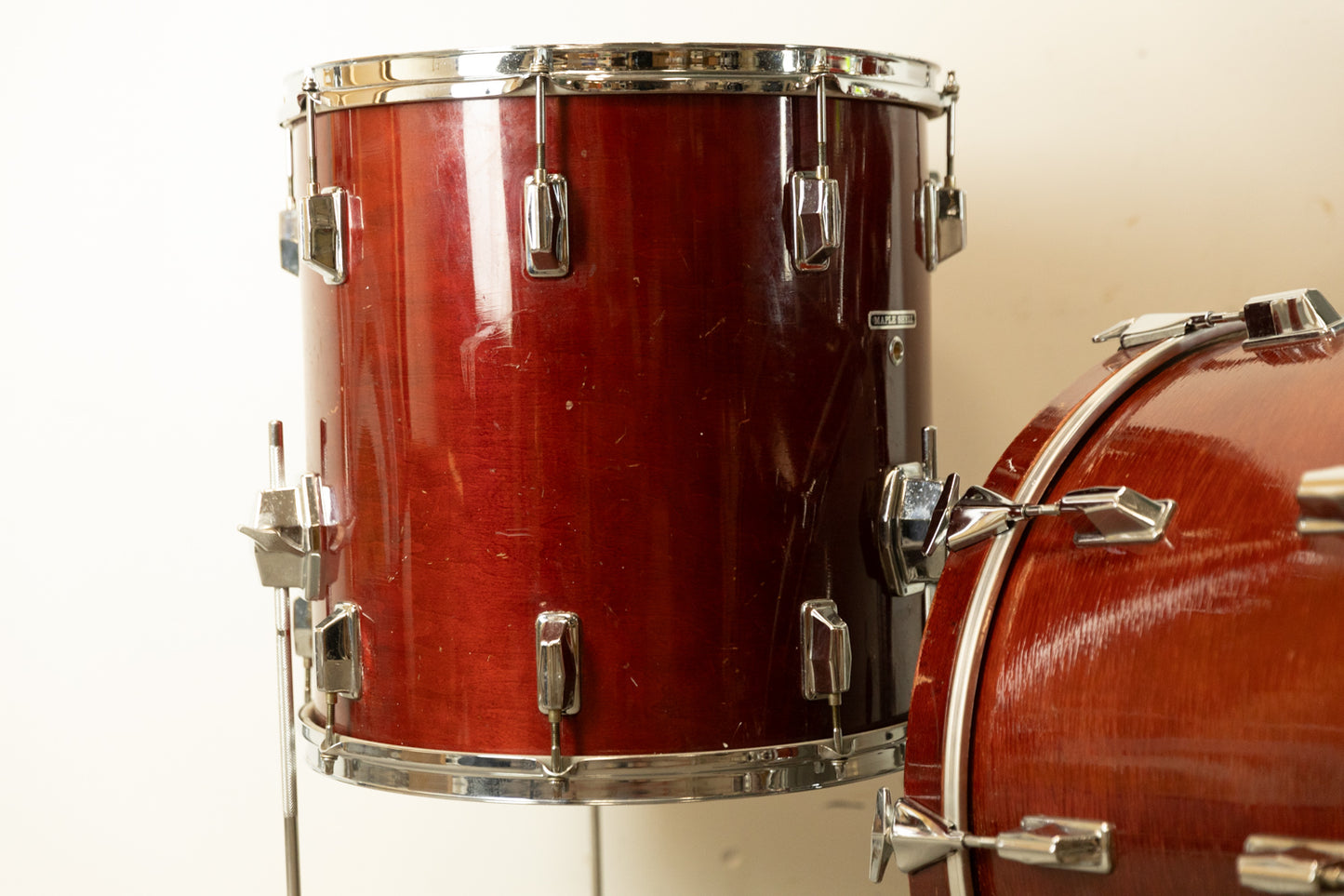 1980s Pearl All-Maple "MLX" Rosewood Lacquer Drum Set