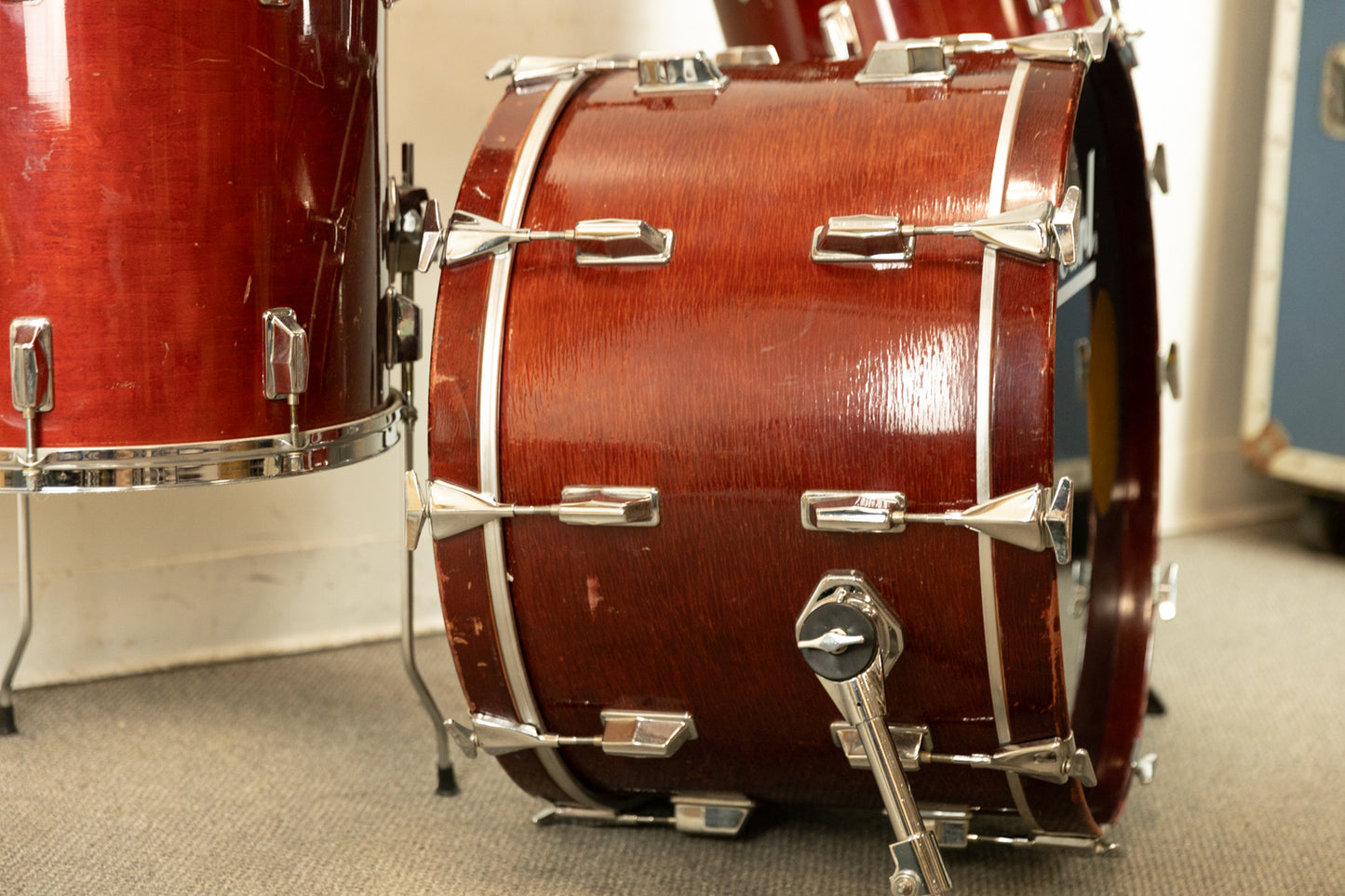 1980s Pearl All-Maple "MLX" Rosewood Lacquer Drum Set