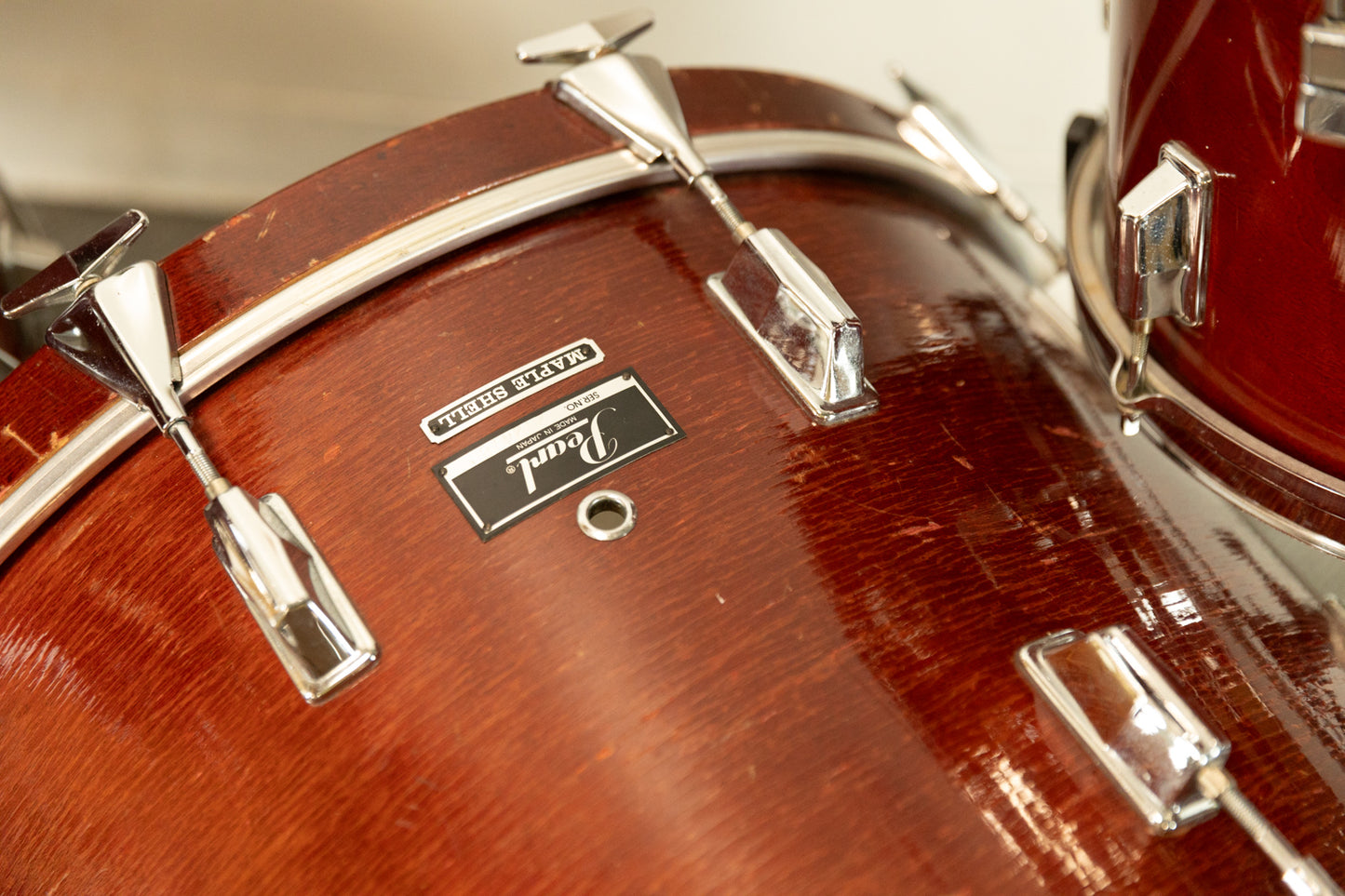 1980s Pearl All-Maple "MLX" Rosewood Lacquer Drum Set