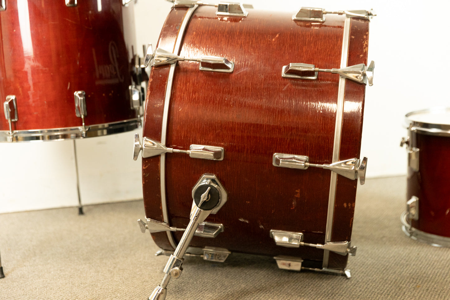 1980s Pearl All-Maple "MLX" Rosewood Lacquer Drum Set