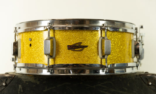 1960s Trixon 5x14 Yellow Sparkle Snare Drum