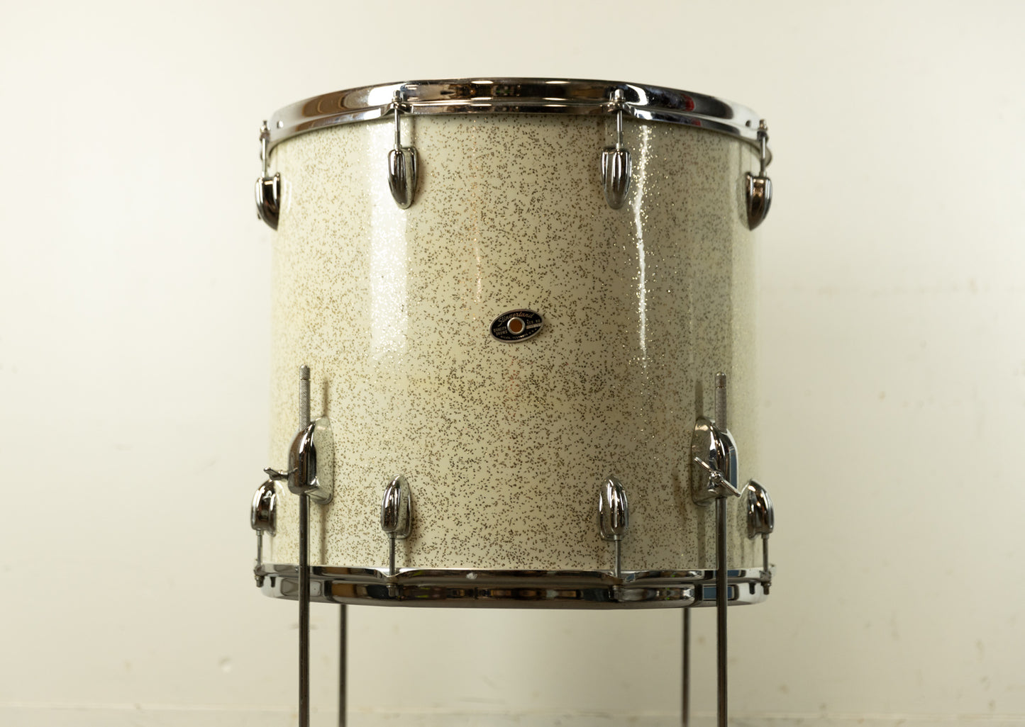 1970s Slingerland 16x18 Sparkling White Pearl Floor Tom