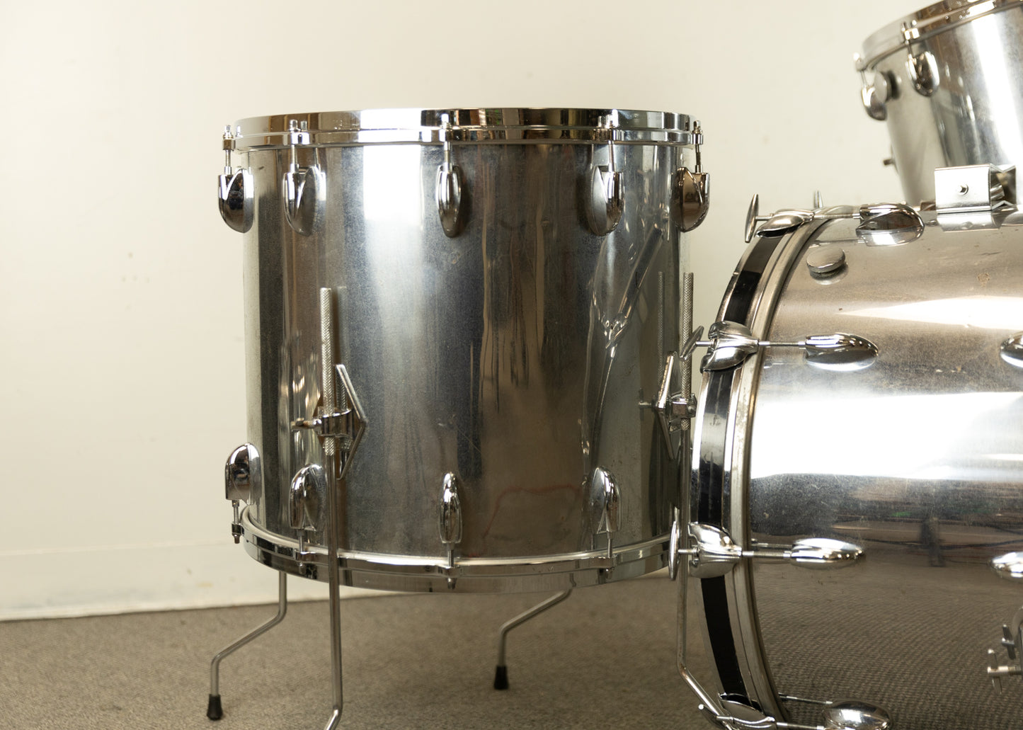 1970s Gretsch Chrome Over Wood Drum Set