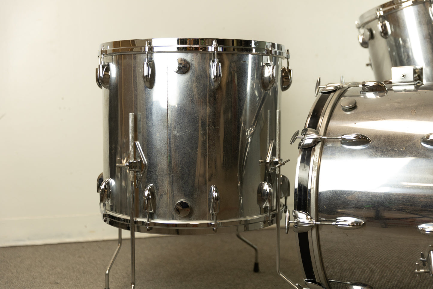 1970s Gretsch Chrome Over Wood Drum Set