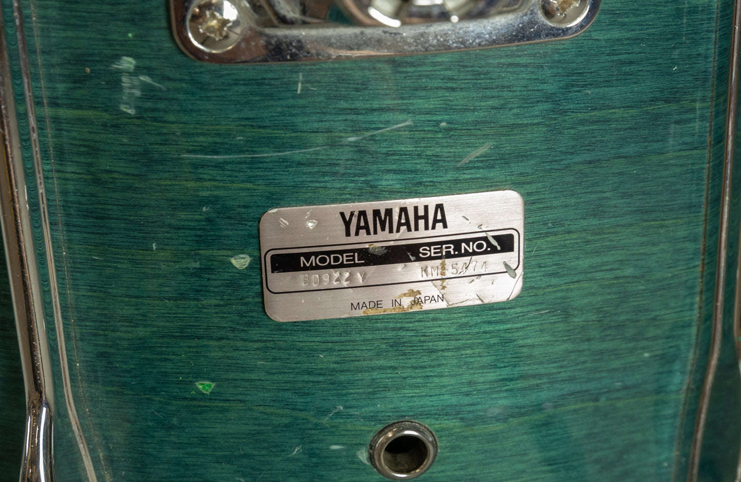 1990s Yamaha Recording Custom 16x22 Turquoise Bass Drum