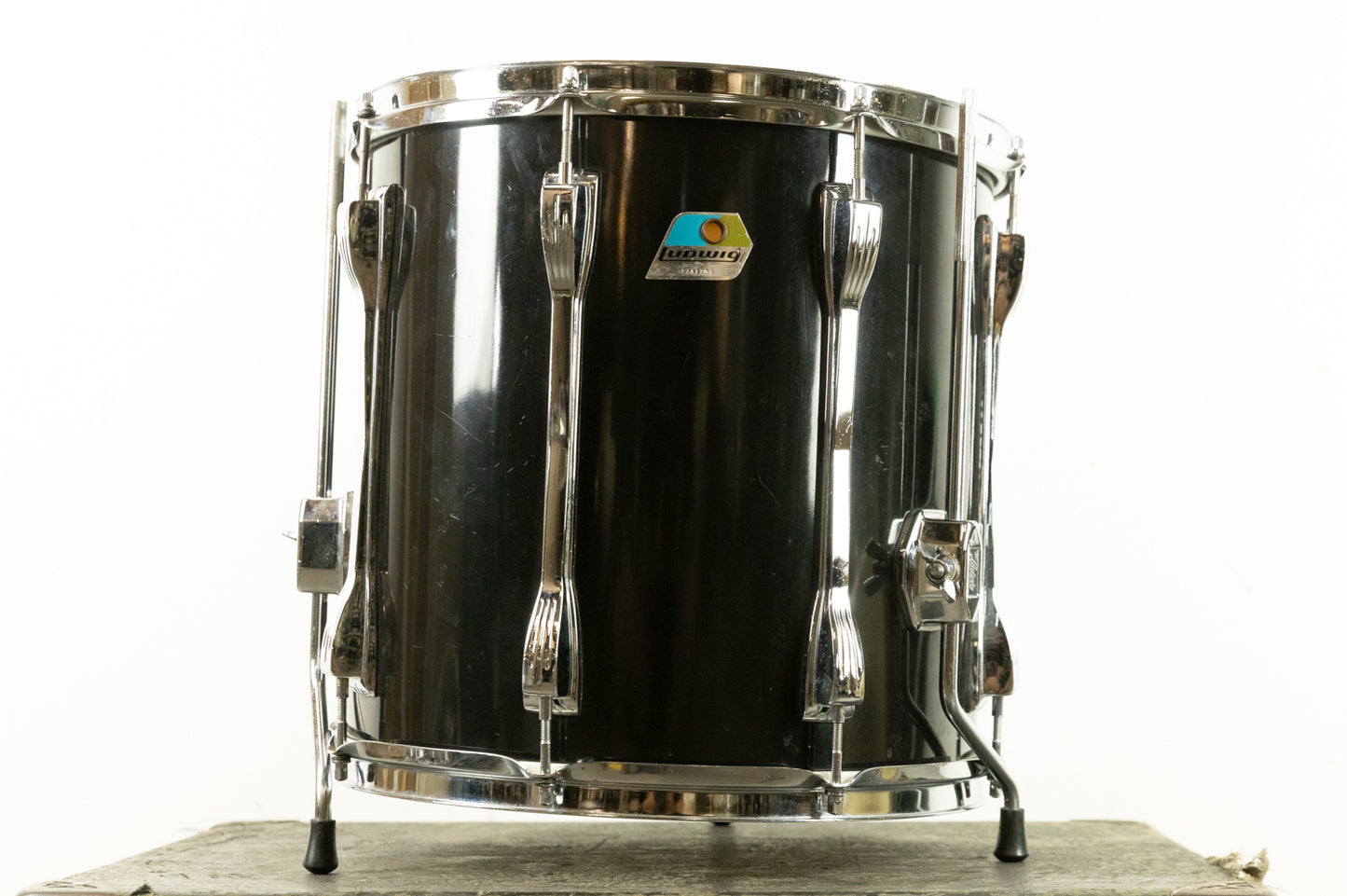 1970s Ludwig 14x14 Black Cortex "Mach Lug" Floor Tom