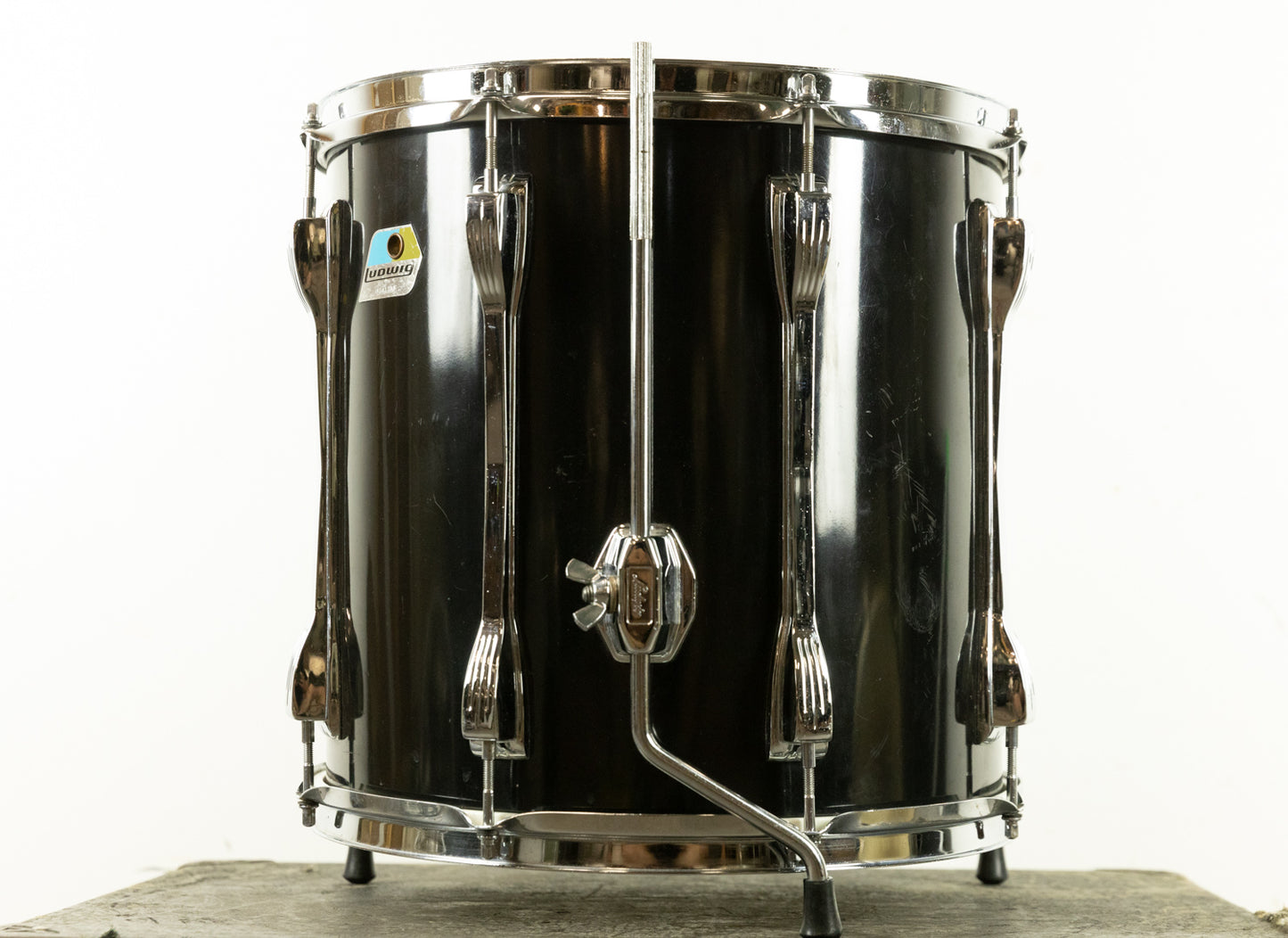 1970s Ludwig 14x14 Black Cortex "Mach Lug" Floor Tom