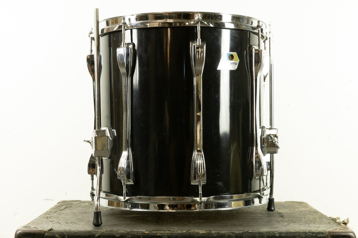 1970s Ludwig 14x14 Black Cortex "Mach Lug" Floor Tom