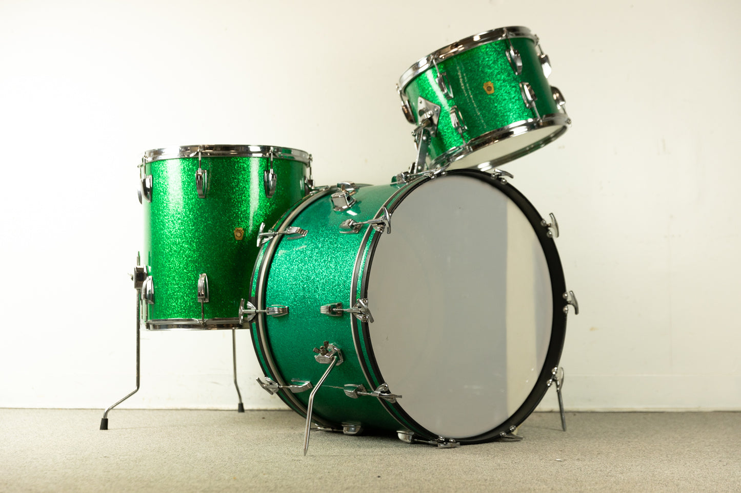 1960s Ludwig Pre-Serial Green Sparkle Super Classic Drum Set