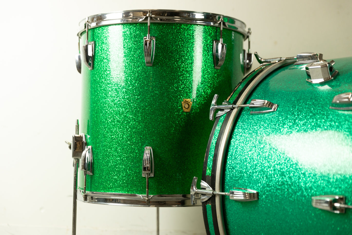 1960s Ludwig Pre-Serial Green Sparkle Super Classic Drum Set