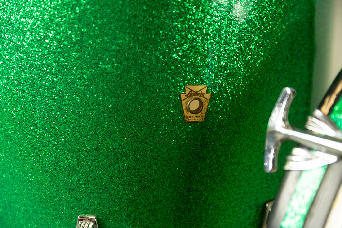 1960s Ludwig Pre-Serial Green Sparkle Super Classic Drum Set